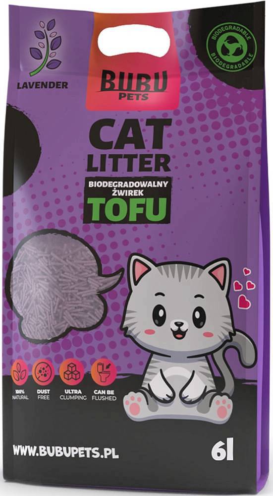 Bubu Pets lavendli lõhnaga tofu kassiliiv 2,5 kg / 6L