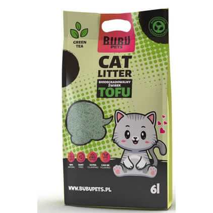 Bubu Pets rohelise tee lõhnaga tofu kassiliiv 2,5 kg / 6L