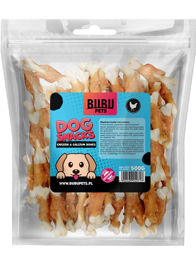 BUBU PETS dog snacks 500g calcium bones mini wrapped in chicken 20 unit/case (kanaliha)