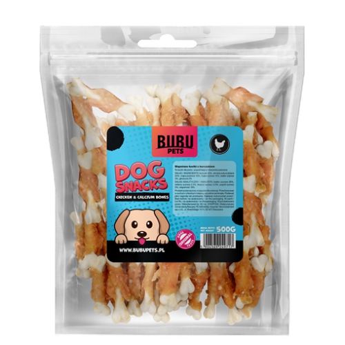 BUBU PETS dog snacks 500g calcium bones mini wrapped in chicken 20 unit/case (kanaliha)