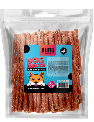 BUBU PETS dog snacks 500g sticks with duck and rice 20 unit/case (pardiliha)