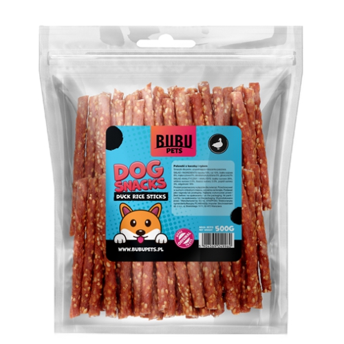 BUBU PETS dog snacks 500g sticks with duck and rice 20 unit/case (pardiliha)