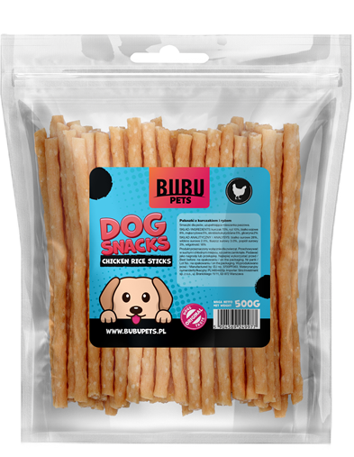 BUBU PETS dog snacks 500g sticks with chicken and rice 20 unit/case (kanaliha)