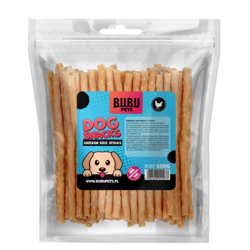 BUBU PETS dog snacks 500g sticks with chicken and rice 20 unit/case (kanaliha)