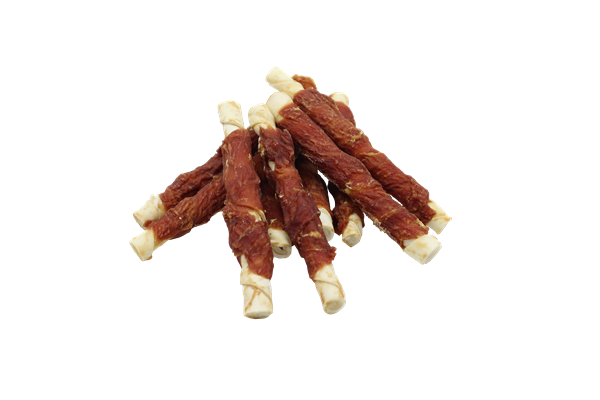 BUBU PETS dog snacks 500g beef skin sticks wrapped in duck 17 cm 20 unit/case (veiseliha pardiihaga)