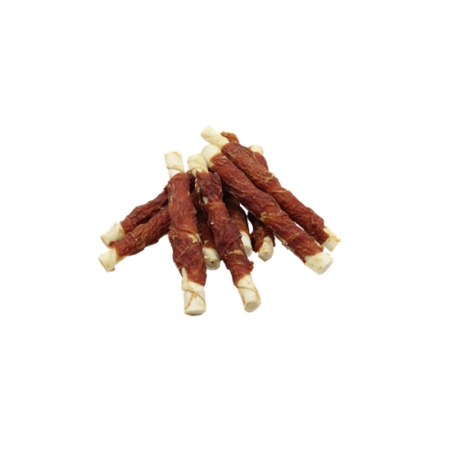 BUBU PETS dog snacks 500g beef skin sticks wrapped in duck 17 cm 20 unit/case (veiseliha pardiihaga)