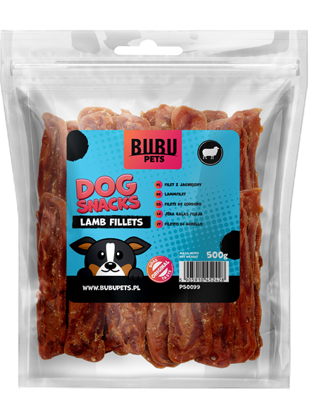 BUBU PETS dog snacks 500g lamb fillets cut 20 unit/case (lambaliha)