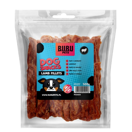 BUBU PETS dog snacks 500g lamb fillets cut 20 unit/case (lambaliha)