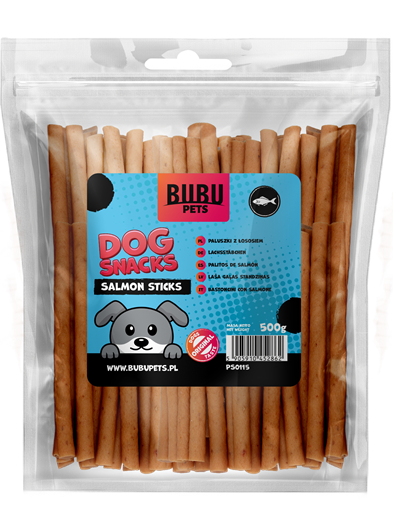 BUBU PETS dog snacks 500g sticks with salmon soft 20 unit/case (lõhe)