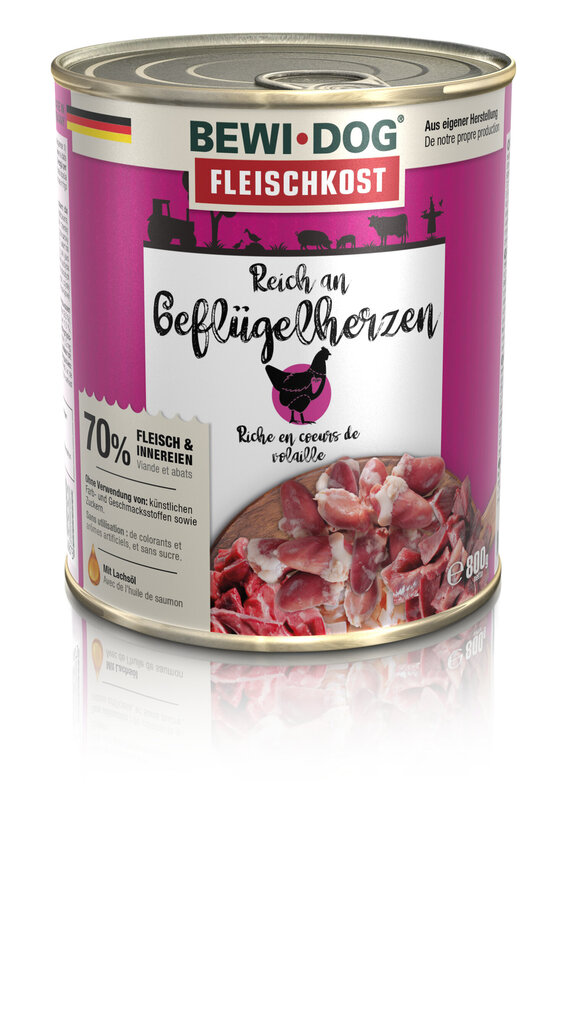 Bewi Dog Rich in Poultry Hearts (linnuliha süda) 800g