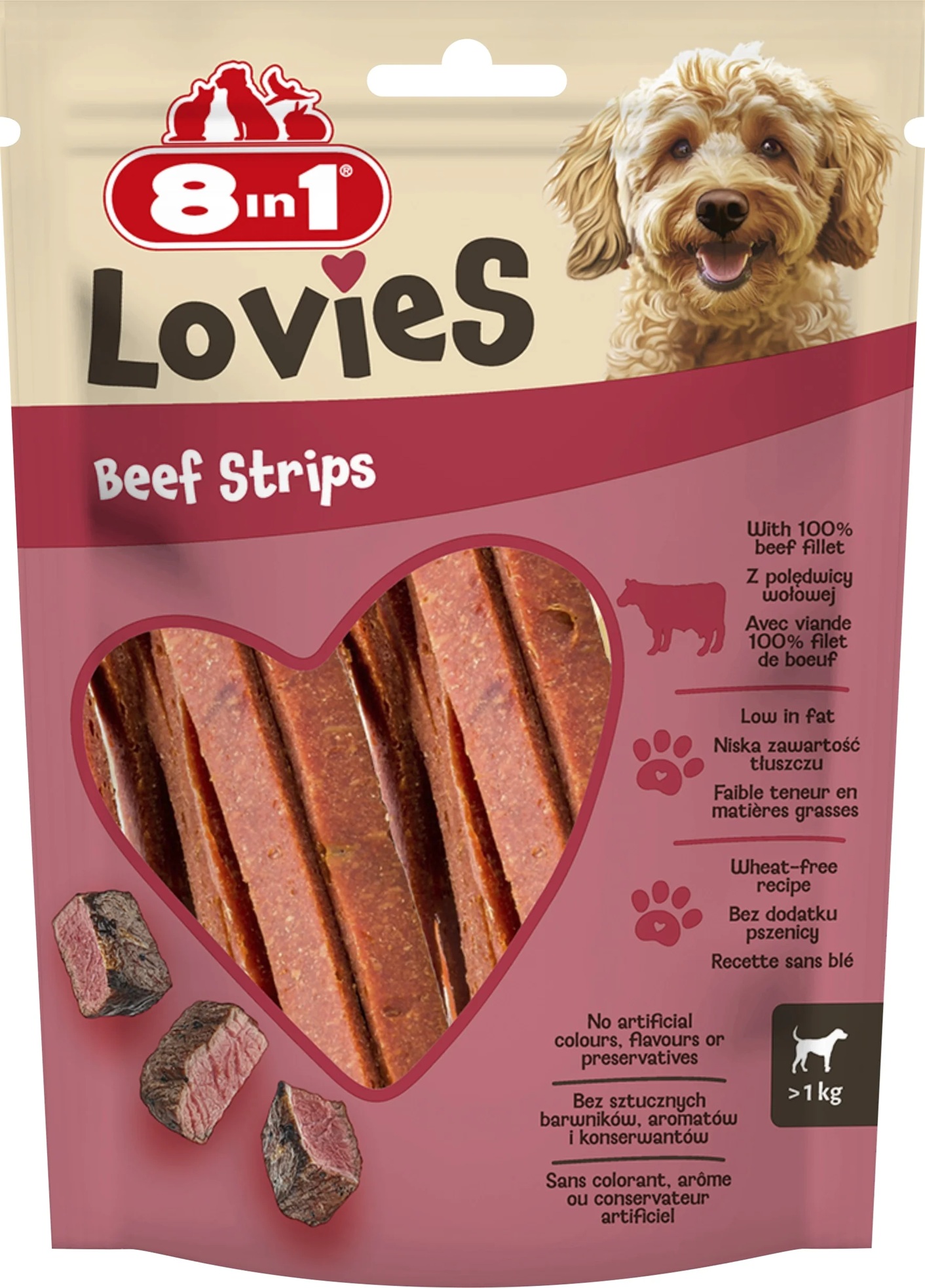 8in1 Lovies Beef Strips 80g