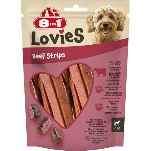 8in1 Lovies Beef Strips 80g