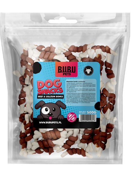 BUBU PETS dog snacks 500g calcium bones mini wrapped in beef (veiseliha)